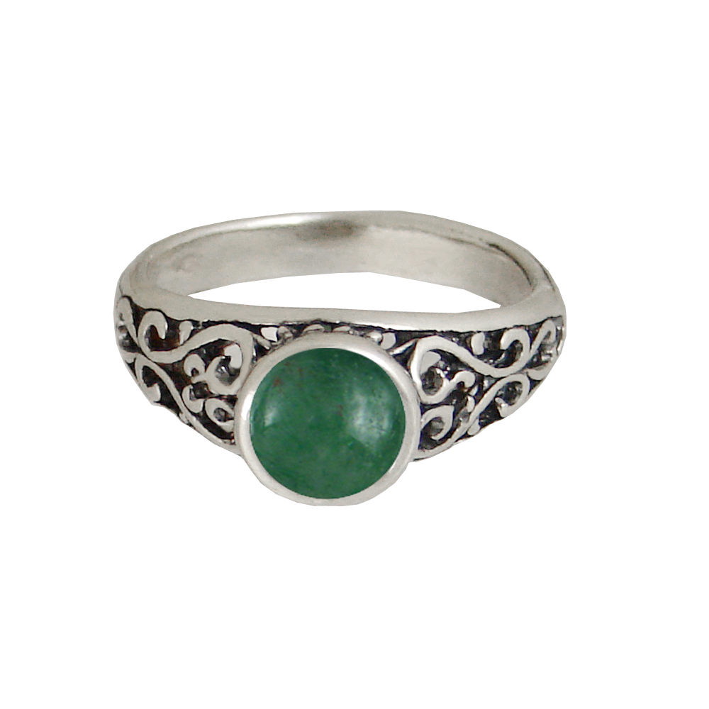 Sterling Silver Filigree Hearts Ring With Jade Size 9